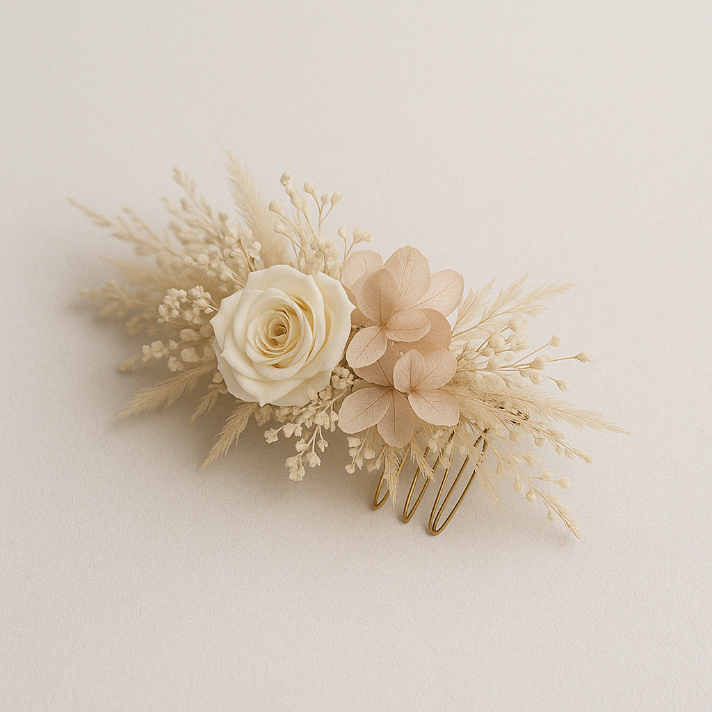 Preserved Floral Side Comb