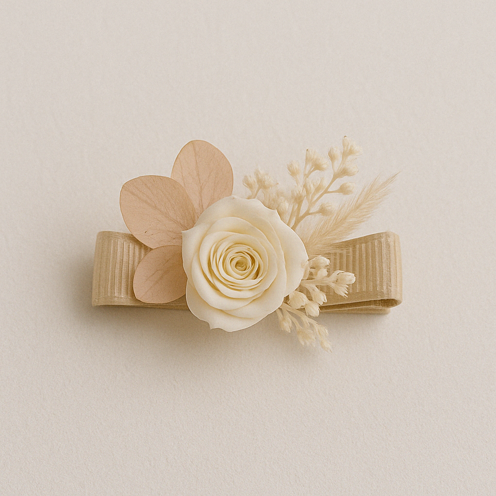 Preserved Floral Bow Clip for Girls