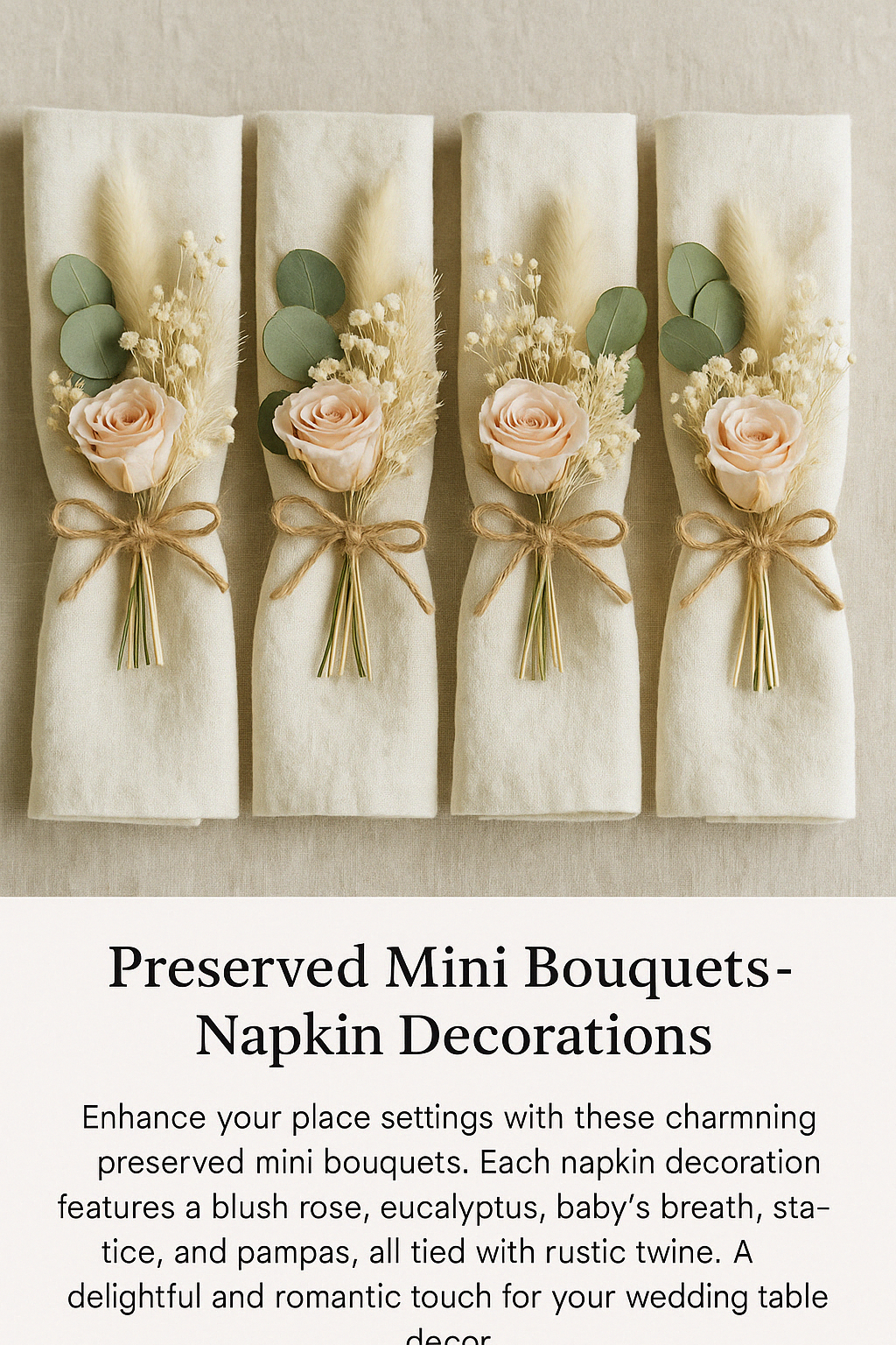 Set of 10 Rose Mini Bouquets – Wedding Place Setting Florals