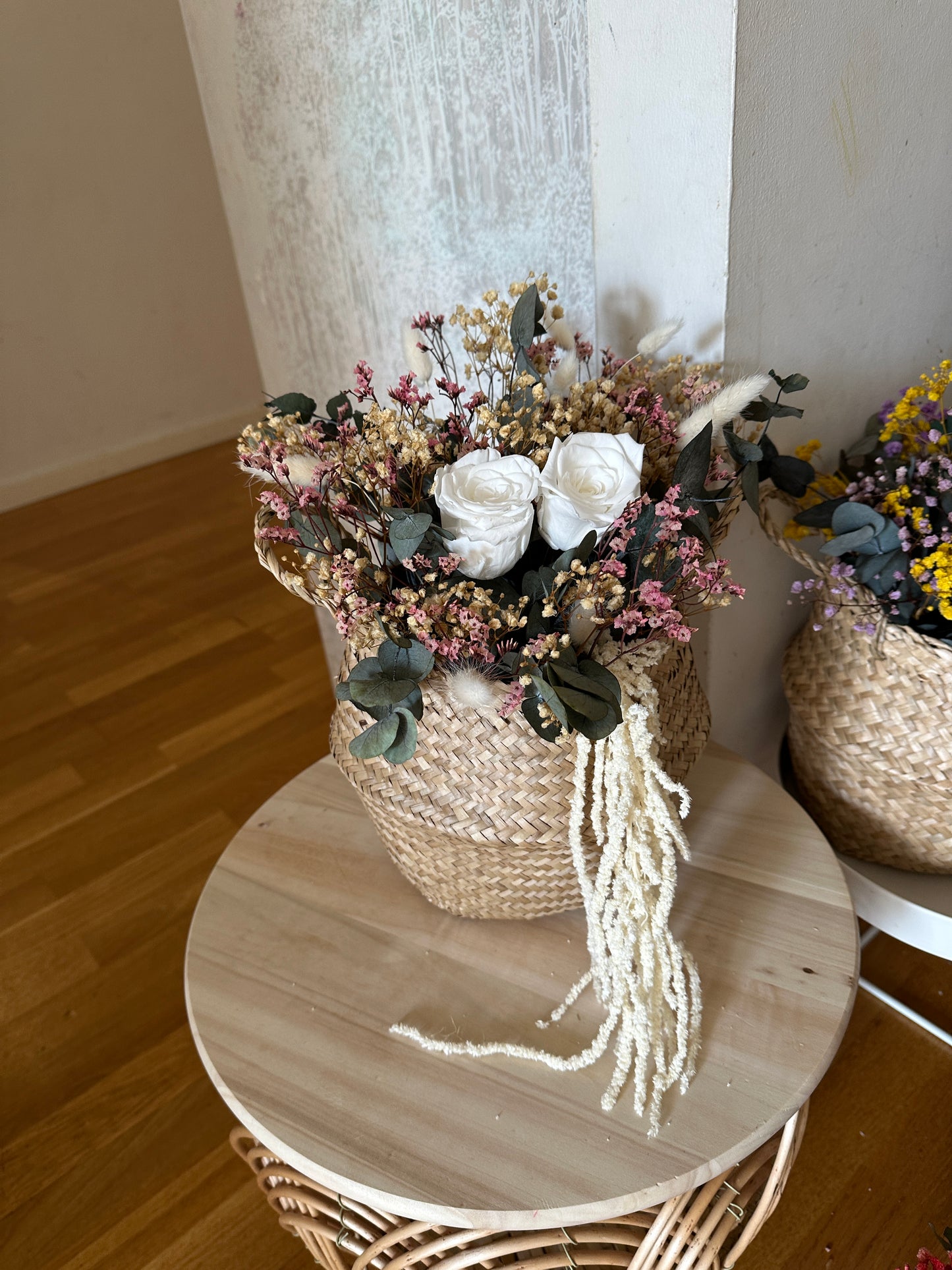 White Serenity Floral Basket
