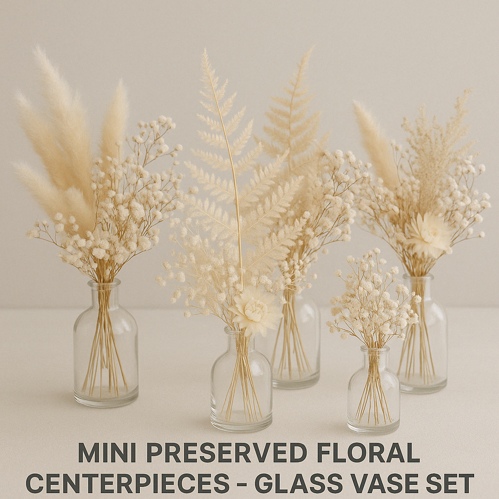 Mini Preserved Floral Centerpieces – Soft Neutral Set