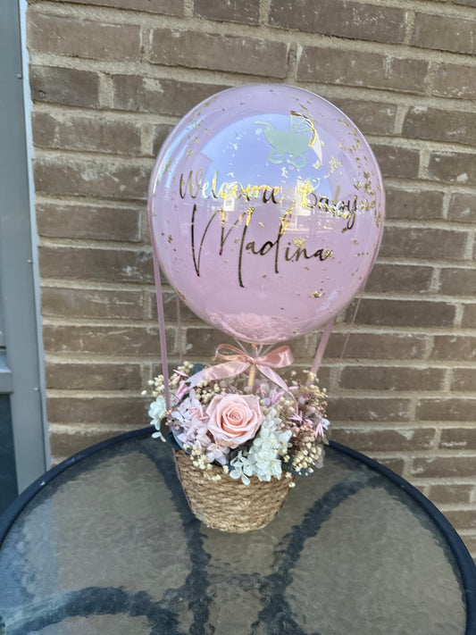 Preserved Flower Basket with Balloon
