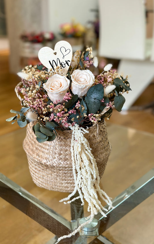 White Serenity Floral Basket