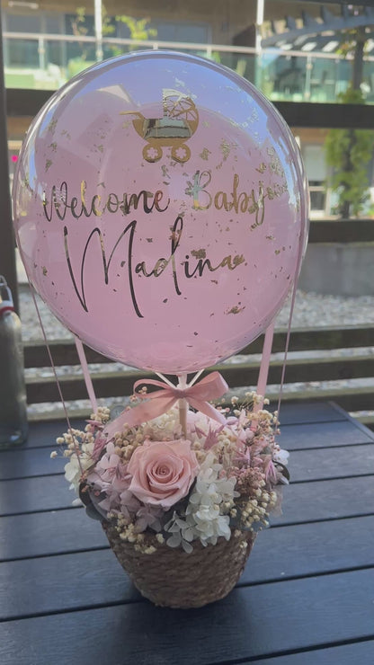 Preserved Flower Basket with Balloon